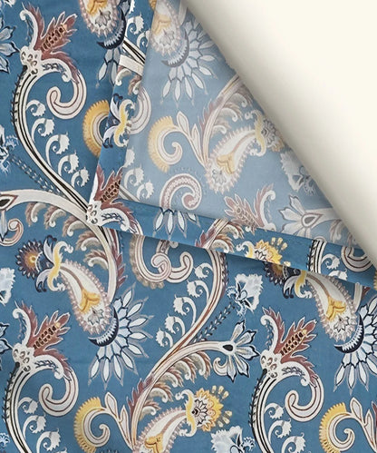 Blue Blossom Flat Double Bedsheet With 2 Pillow Cover