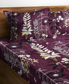 Twilight Flora King Size Bedsheet With 2 Pillow Cover