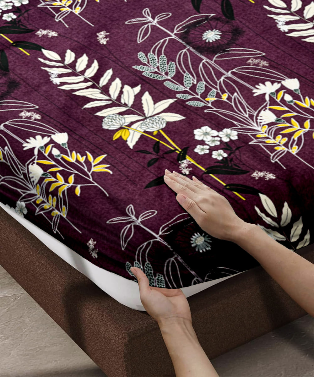 Twilight Flora Flat Double Bedsheet With 2 Pillow Covers
