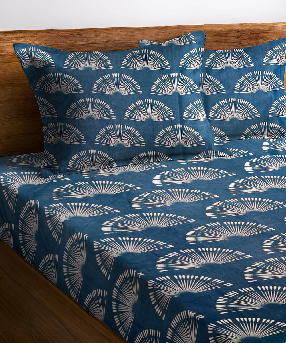 Blue Horizon Flat Double Bedsheet With 2 Pillow Covers