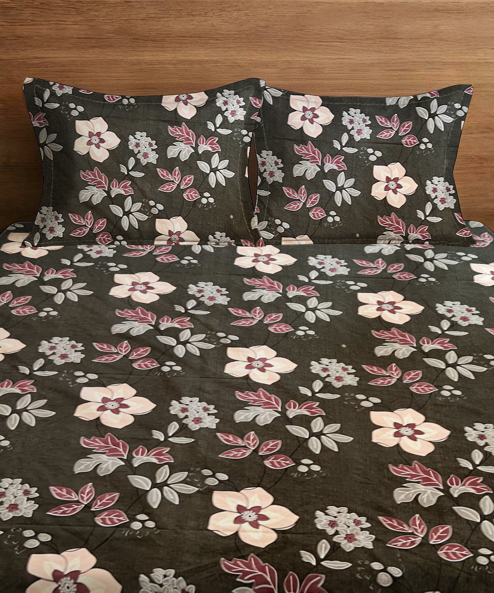 Dusky Bloom Super King Fitted Bedsheet With 2 Pillow Covers