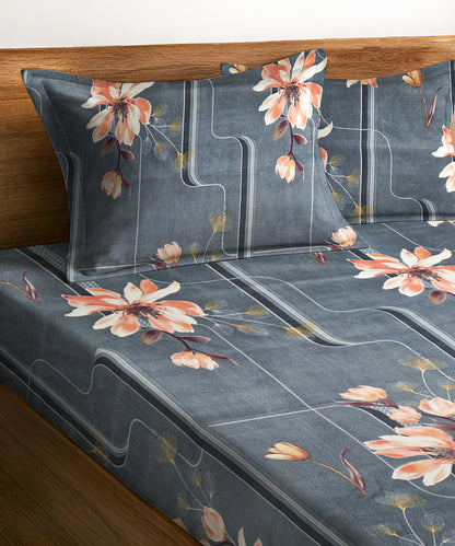Floral Mist Flat Double Bedsheet With 2 Pillow Covers