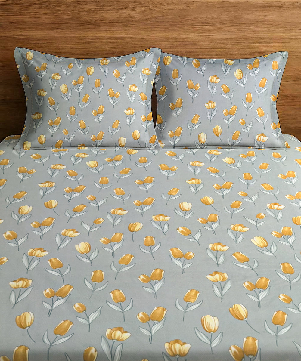 Yellow Whisper Bedsheet With Pillow Covers