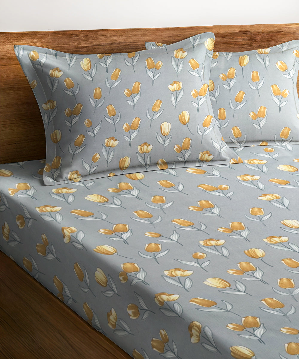 Yellow Whisper Bedsheet With Pillow Covers