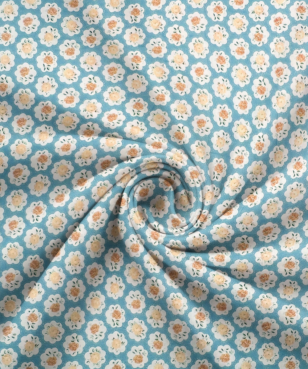 Teal Garden King Size Bedsheet With 2 Pillow Cover