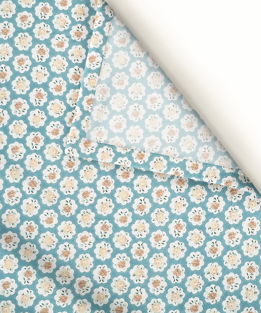 Teal Garden King Size Bedsheet With 2 Pillow Cover