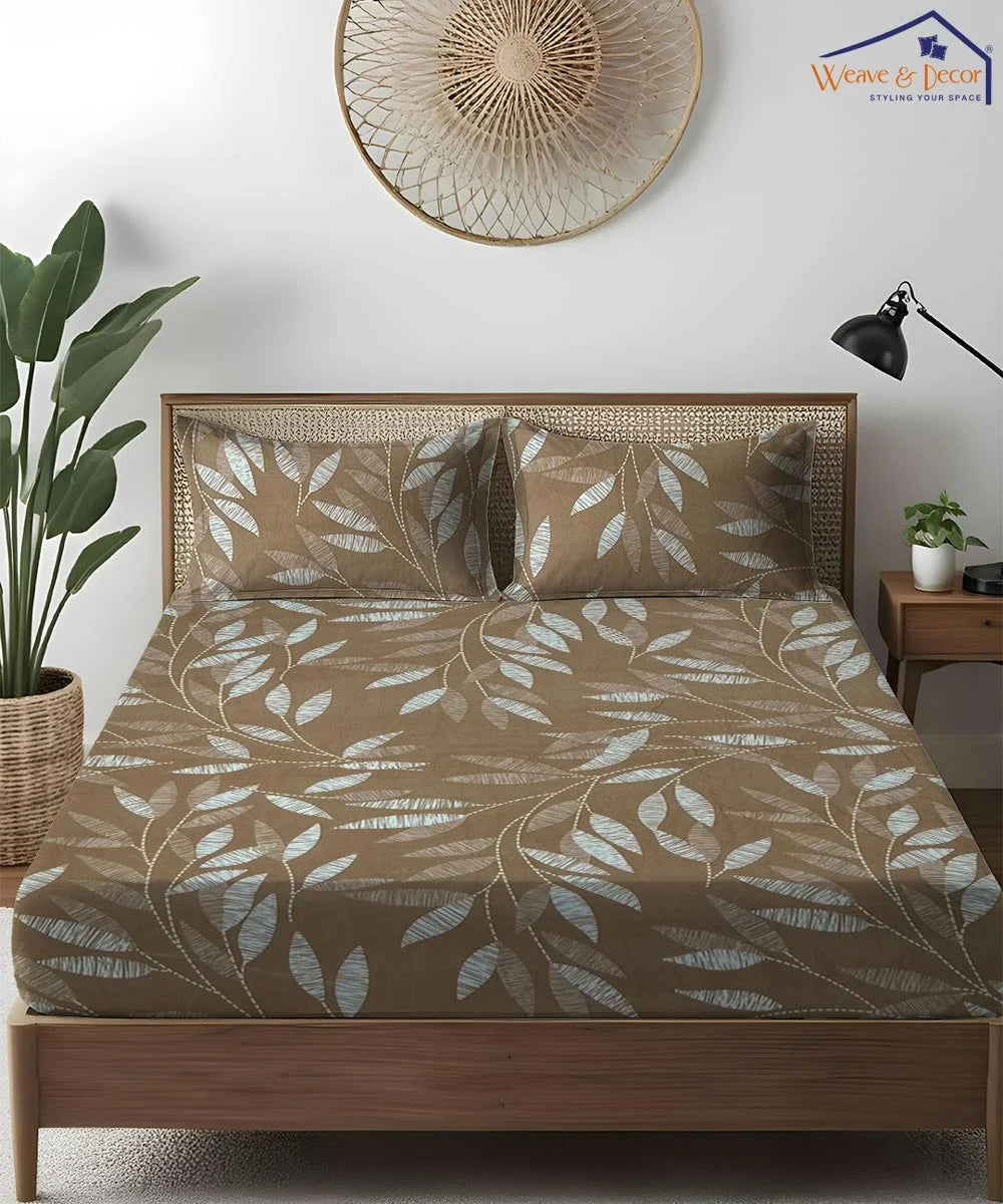 Olive Whisper King Size Bedsheet With 2 Pillow Cover