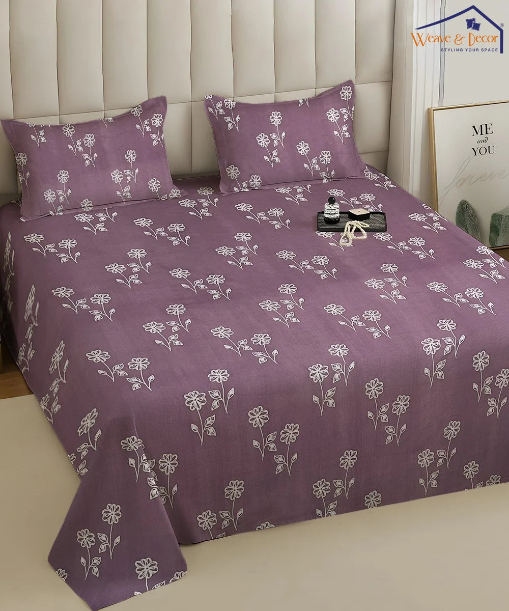 Lilac Garden  Flat Bedsheet With Pillow Covers