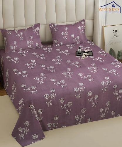 Lilac Garden  Flat Bedsheet With Pillow Covers