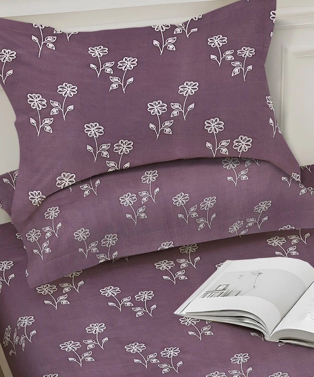 Lilac Garden  Flat Bedsheet With Pillow Covers