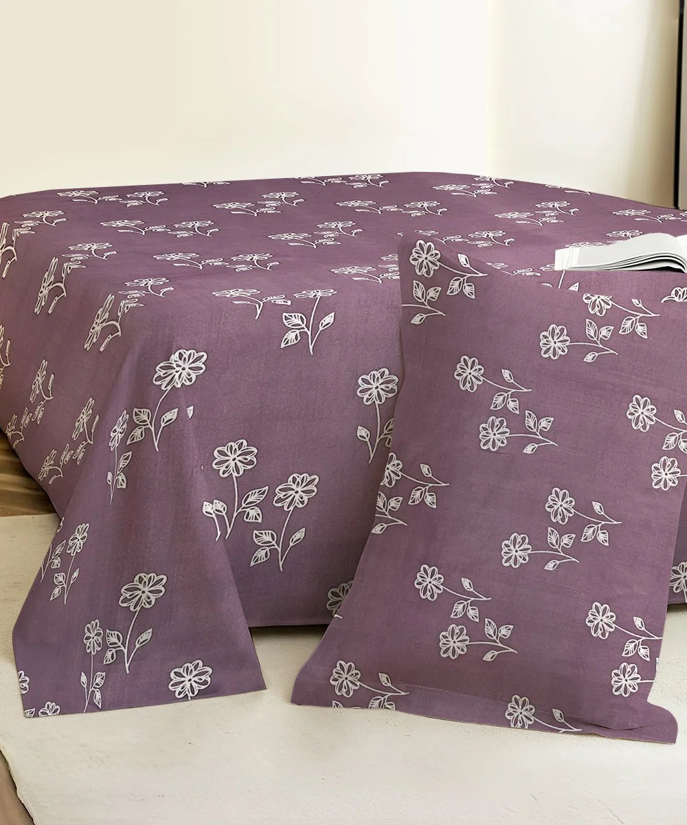 Lilac Garden  Flat Bedsheet With Pillow Covers
