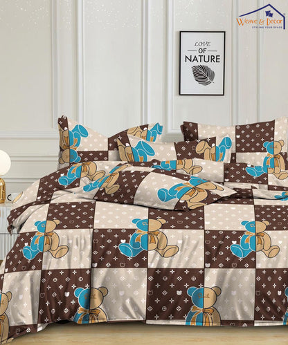 Coco Cub Printed Fitted Bedsheet With Pillow Cover