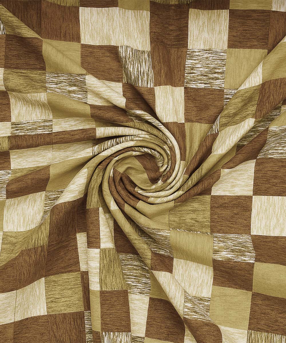 Olive Check Bliss – 200 GSM Pure Cotton Double Bedsheet with Pillow Covers | 90x100 inches