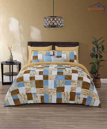 Earthy Check Harmony – 200 GSM Pure Cotton Double Bedsheet with Pillow Covers | 90x100 inches