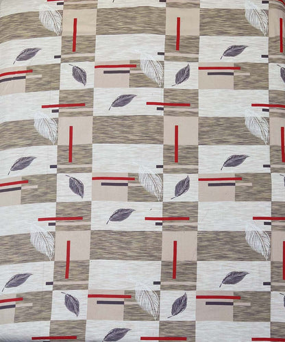 Beige Leaf Harmony – 200 GSM Pure Cotton Double Bedsheet with Pillow Covers | 90x100 inches