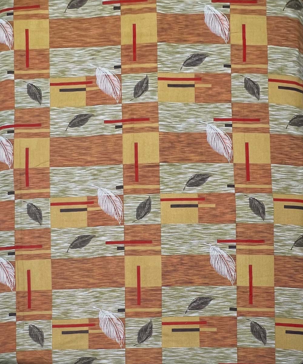 Amber Leaf Glow – 200 GSM Pure Cotton Double Bedsheet with Pillow Covers | 90x100 inches