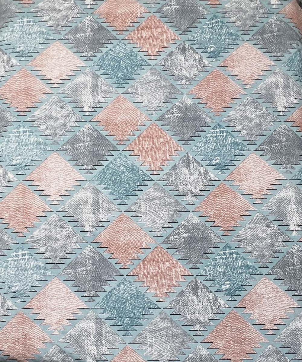 Azure Geo Harmony – 200 GSM Pure Cotton Double Bedsheet with Pillow Covers | 90x100 inches