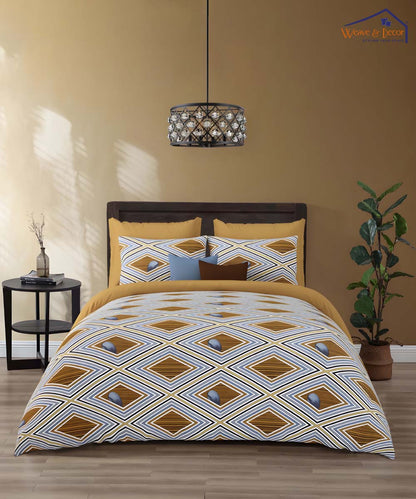 Golden Diamond Harmony – 200 GSM Pure Cotton Double Bedsheet with Pillow Covers |90x100 inches