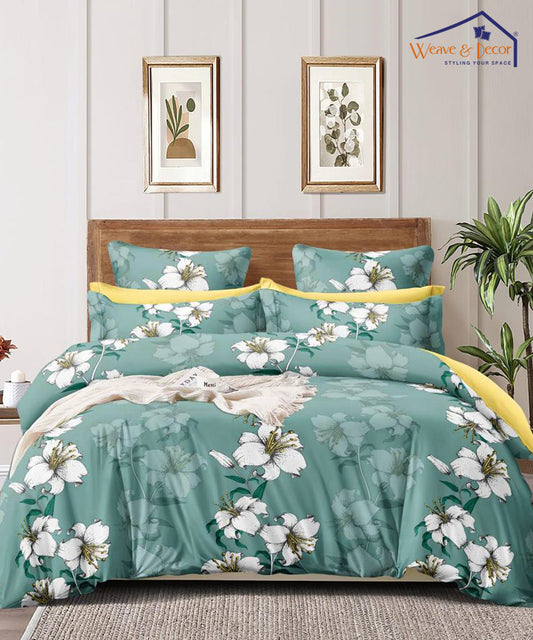 Green Floral 350GSM Single Bed Comforter