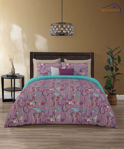 Orchid Paisley Dream – 200 GSM Pure Cotton Double Bedsheet with Pillow Covers | 90x100 inches