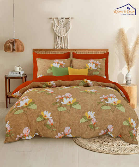 Magnolia Harmony – 200 GSM Pure Cotton Double Bedsheet with Pillow Covers | 90x100 inches