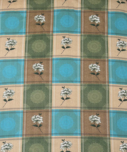 Teal Bloom Grace – 200 GSM Pure Cotton Double Bedsheet with Pillow Covers | 90x100 inches