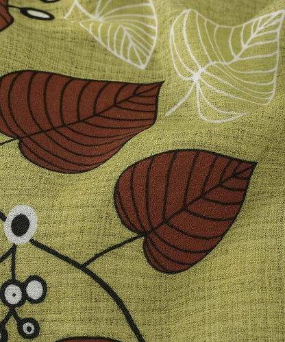 Leafy Charm – Red & Olive 200 GSM Pure Cotton Double Bedsheet With Pillow Covers |90x100 inches