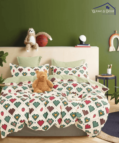 Retro Heartland Kids Double Bedsheet with 2 Pillow Covers