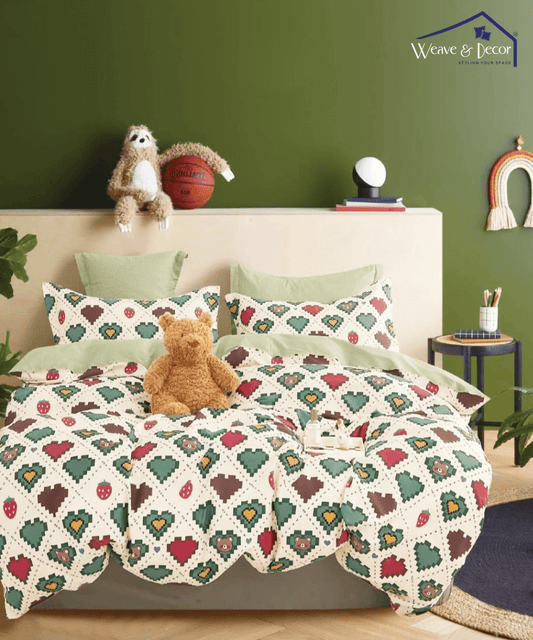 Retro Heartland Kids single Bedsheet  with 1 Pillow Cover