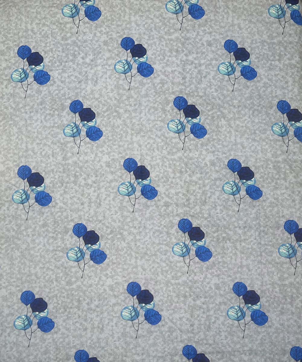 Blue Petal Serenity – 200 GSM Pure Cotton Double Bedsheet with Pillow Covers | 90x100 inches