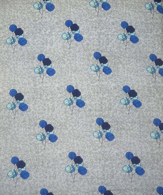 Blue Petal Serenity – 200 GSM Pure Cotton Double Bedsheet with Pillow Covers | 90x100 inches