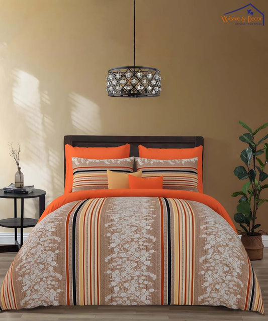 Rustic Stripe Charm – 200 GSM Pure Cotton Double Bedsheet with Pillow Covers |90x100 inches