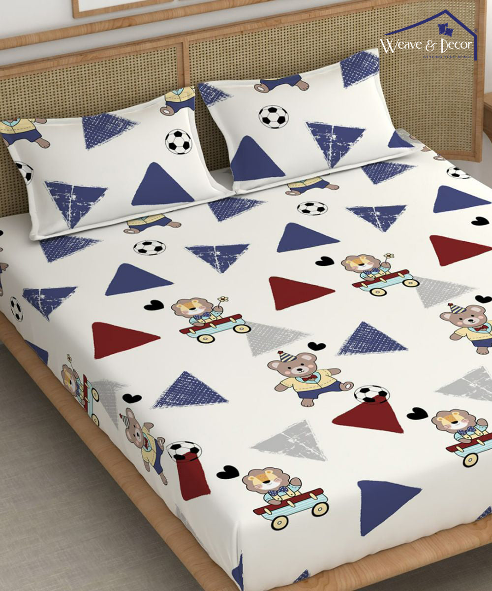 Teddy Football Comforter Set With Bedsheet- 4 Pc