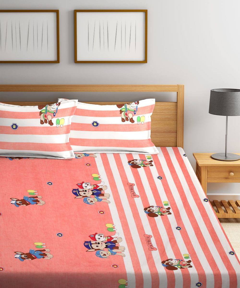 Paw Patrol king Fitted Bedsheet with 2 Pillow Covers