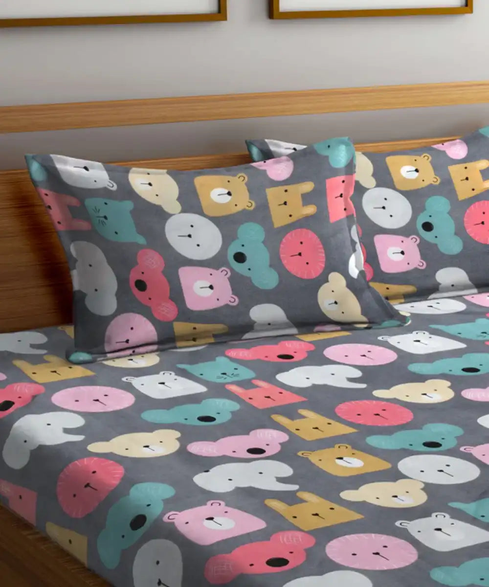 Jungle Book King Fitted Bedsheet With 2 Pillow Covers