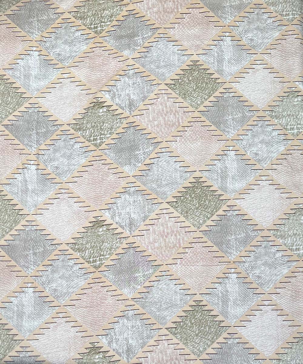 Sandstone Geo Grace – 200 GSM Pure Cotton Double Bedsheet with Pillow Covers | 90x100 inches