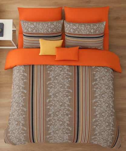 Rustic Stripe Charm – 200 GSM Pure Cotton Double Bedsheet with Pillow Covers |90x100 inches