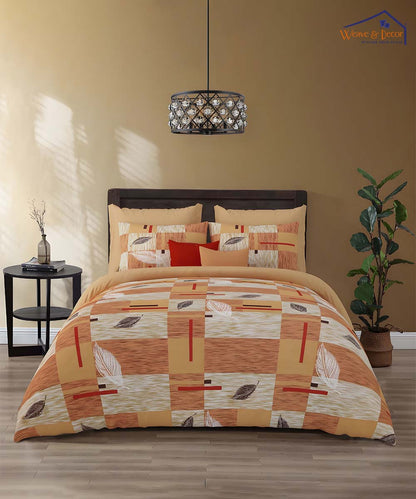 Amber Leaf Glow – 200 GSM Pure Cotton Double Bedsheet with Pillow Covers | 90x100 inches