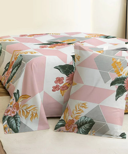 Geo Bloom   Single Bedsheet With 1 Pillow Cover