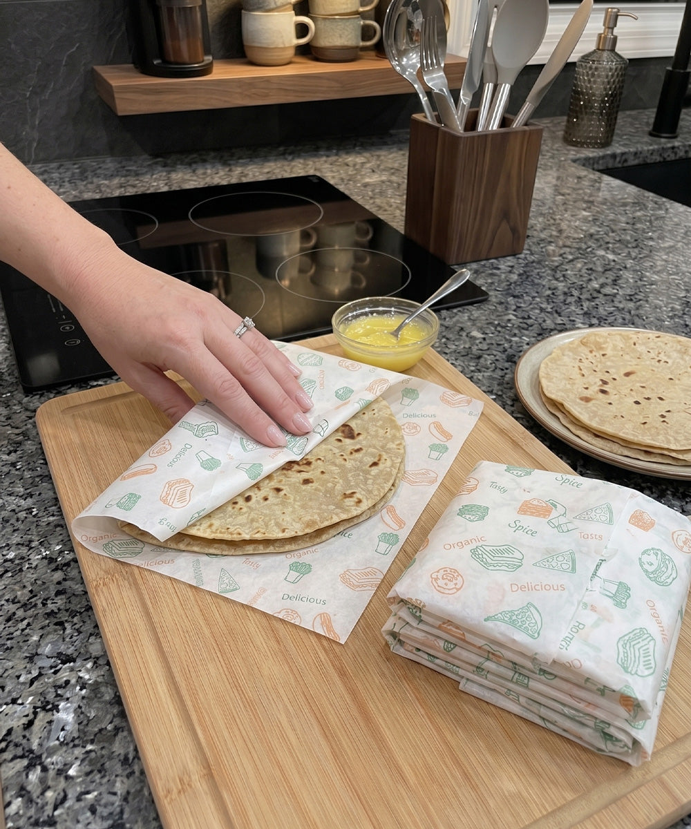 Eco-Friendly Food Wrap Paper Sheets - 50 Pcs