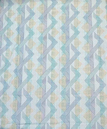 Aqua Zigzag Bliss – 200 GSM Pure Cotton Double Bedsheet with Pillow Covers | 90x100 inches