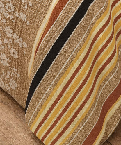 Rustic Stripe Charm – 200 GSM Pure Cotton Double Bedsheet with Pillow Covers |90x100 inches