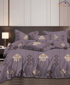 Ornate Mauve Flat Bedsheet With Pillow Covers