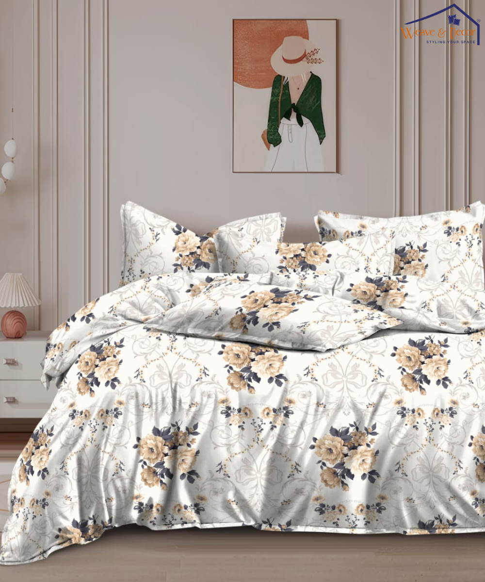 Graceful Bloom Flat Bedsheet With Pillow Covers