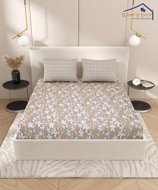 Pretty Flowers King Size Bedsheet with 2 Pillow Covers