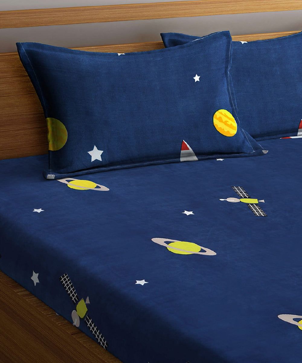Space Printed Double Bedsheet with 2 Pillow Covers