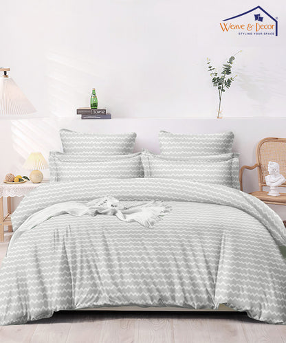 Zigzag Queen Fitted Bedsheet With 2 Pillow Covers