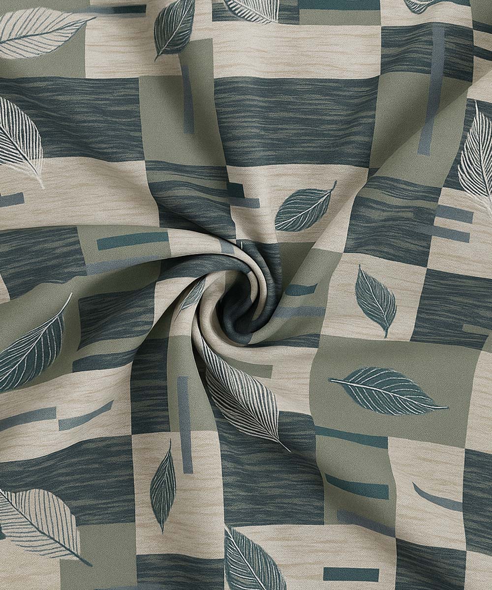 Aqua Leaf Harmony – 200 GSM Pure Cotton Double Bedsheet with Pillow Covers | 90x100 inches