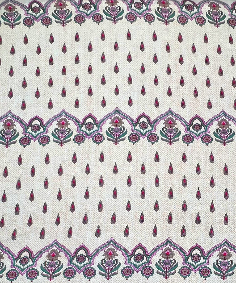 Blush Floral Harmony – 200 GSM Pure Cotton Double Bedsheet with Pillow Covers | 90x100 inches