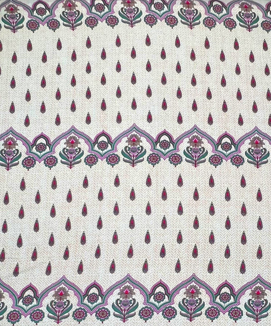 Blush Floral Harmony – 200 GSM Pure Cotton Double Bedsheet with Pillow Covers | 90x100 inches